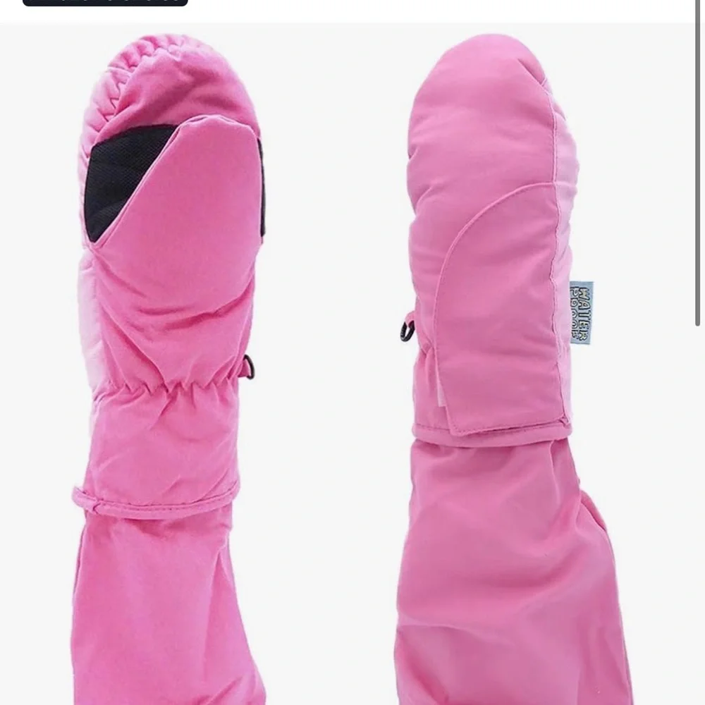 Pink Kids Mittens L-Bow Ski Snow Gloves